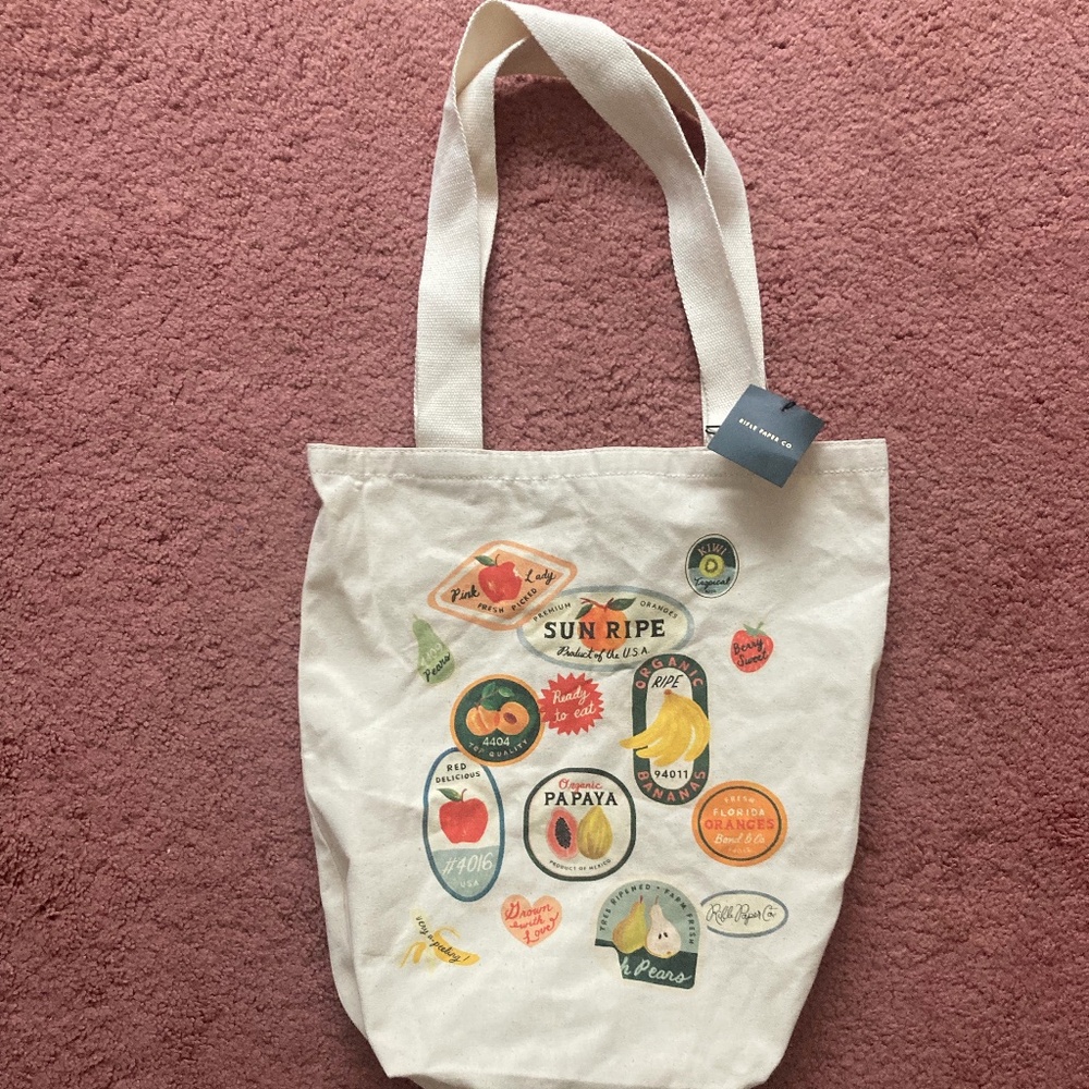 NWT Rifle Paper Co Fruit Stand Canvas Tote Bag